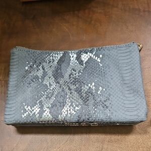 Sophisticated Gray Snakeskin Wristlet Clutch